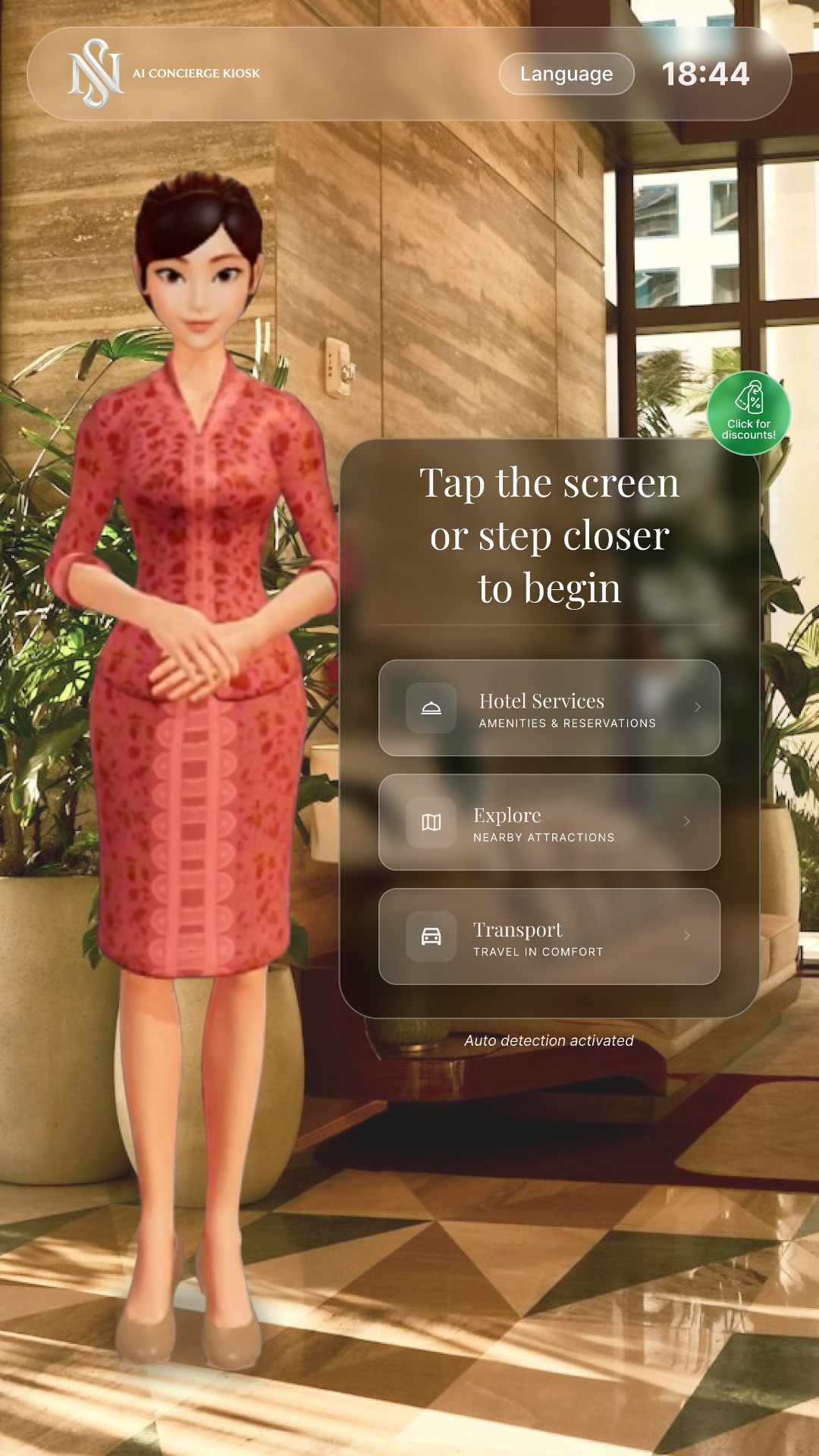 AvarLaunch AI Hotel Concierge deployed in hotel lobby